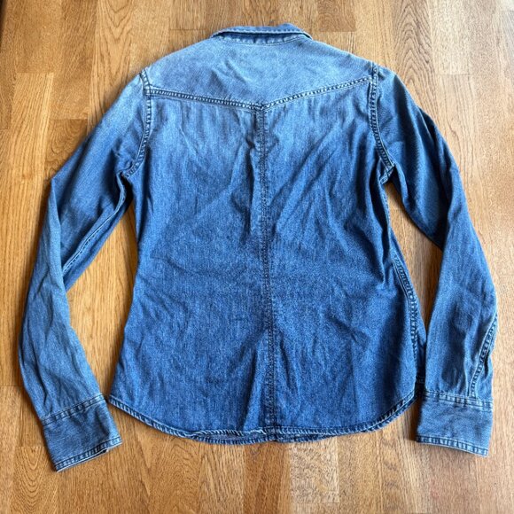 American Eagle Denim Pearl Snap Button Up Ombre Size Small - Picture 2 of 8